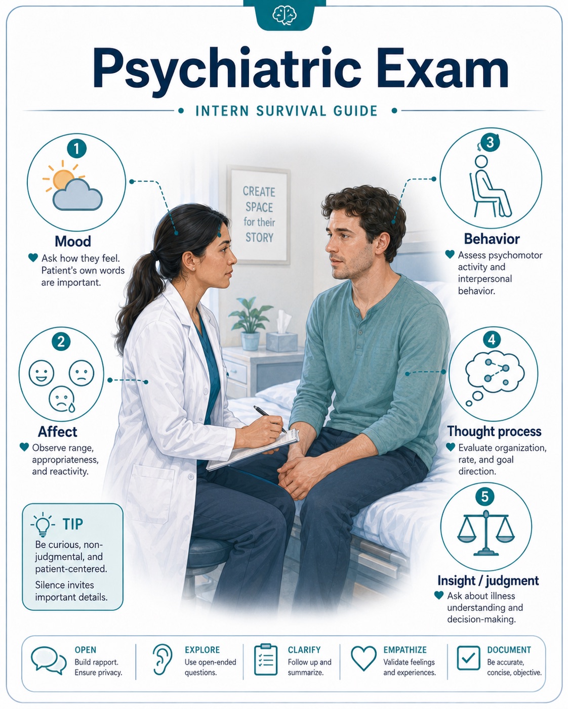 Psychiatric exam — mood, affect, behavior, thought process, and insight/judgment